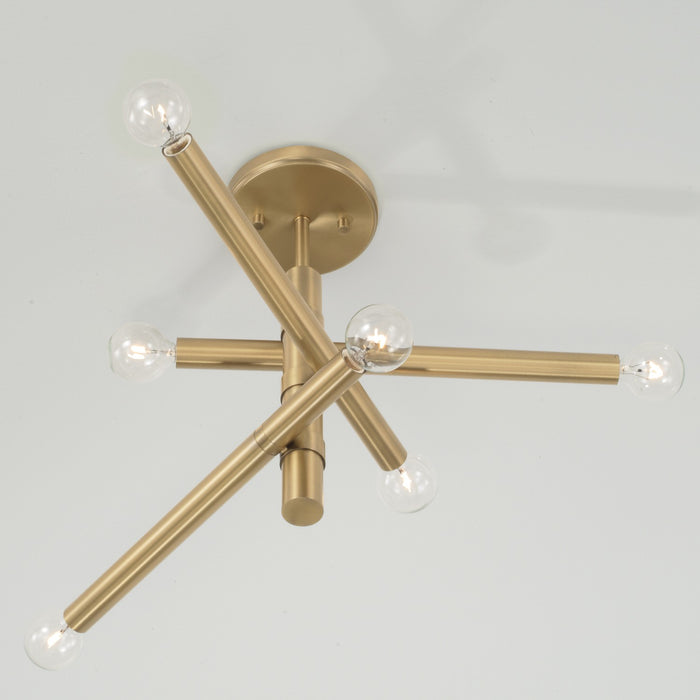 Capital Lighting 251261AD Six Light Semi Flush Mount, Aged Brass