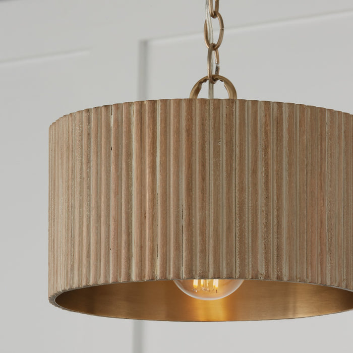 Capital Lighting 250711WS One Light Semi Flush Mount, White Wash and Matte Brass