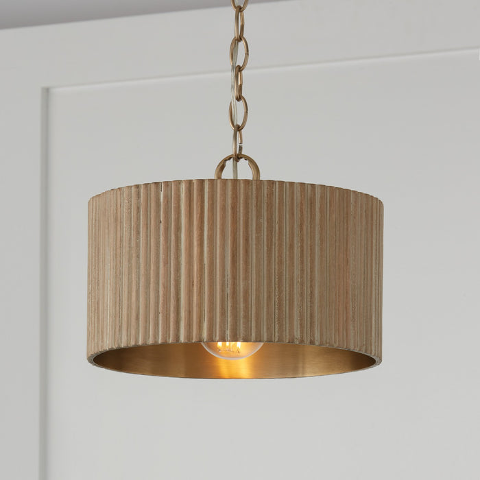 Capital Lighting 250711WS One Light Semi Flush Mount, White Wash and Matte Brass