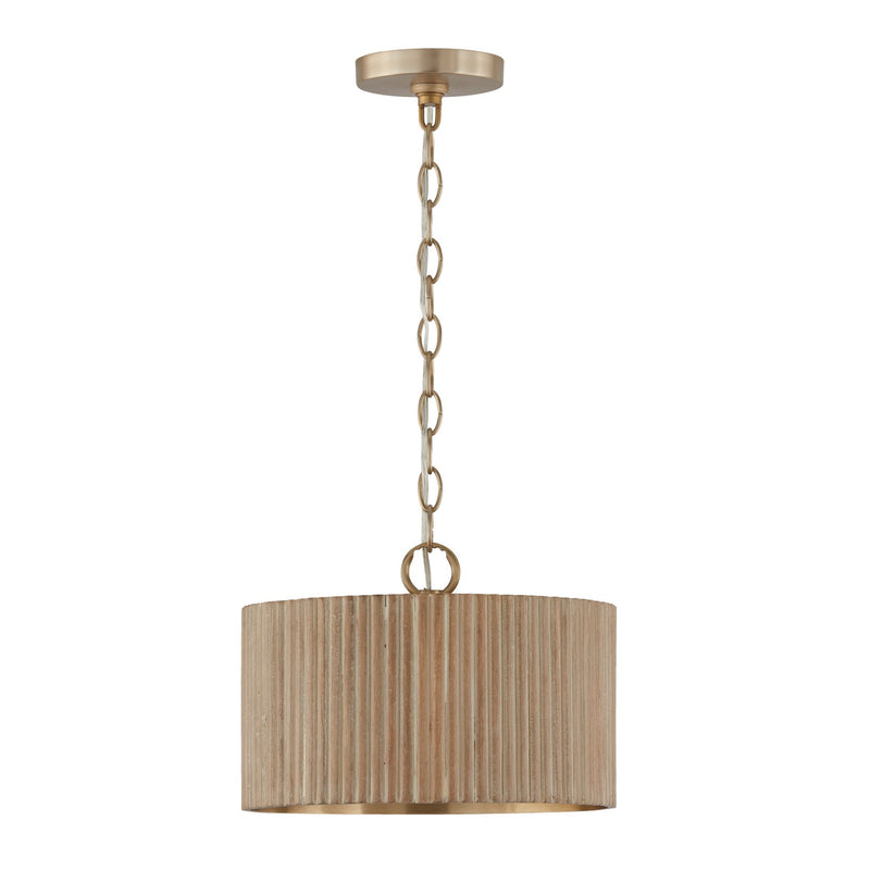 Capital Lighting 250711WS One Light Semi Flush Mount, White Wash and Matte Brass