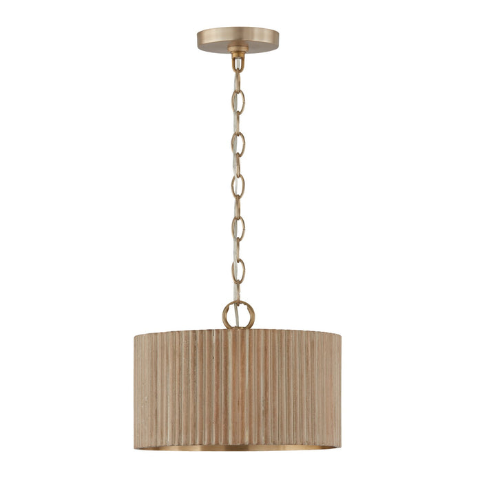 Capital Lighting 250711WS One Light Semi Flush Mount, White Wash and Matte Brass