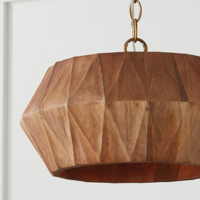 Capital Lighting 251011LW One Light Semi Flush Mount, Light Wood and Patinaed Brass