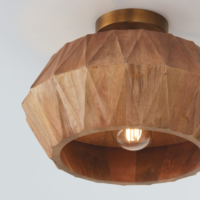 Capital Lighting 251011LW One Light Semi Flush Mount, Light Wood and Patinaed Brass