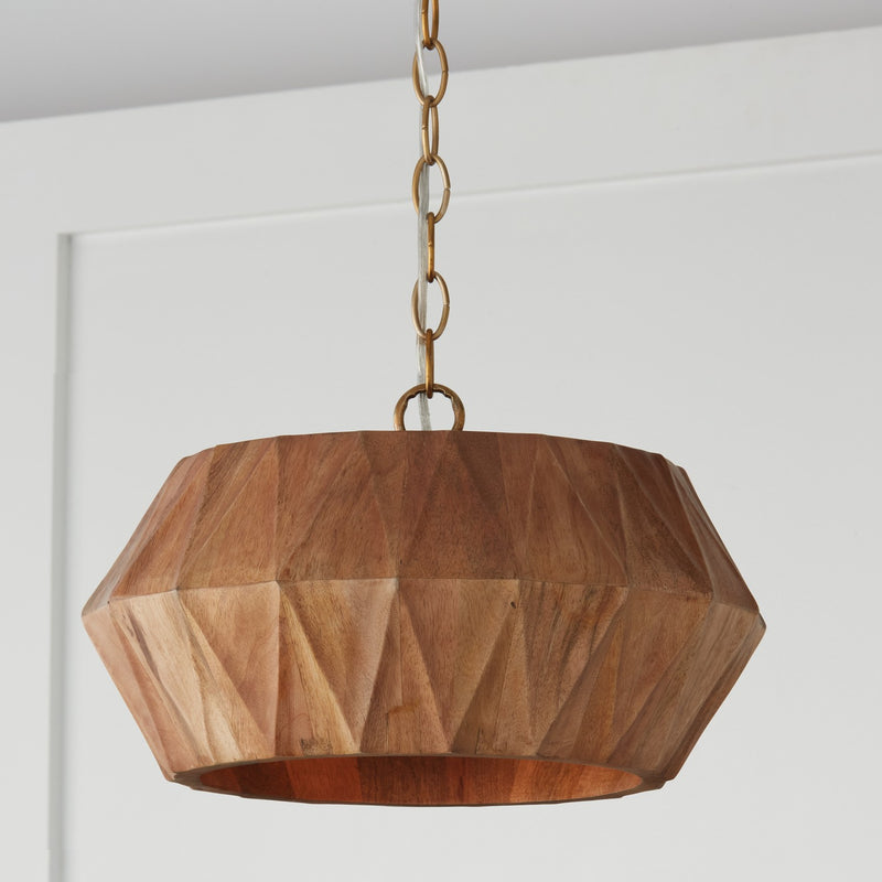 Capital Lighting 251011LW One Light Semi Flush Mount, Light Wood and Patinaed Brass