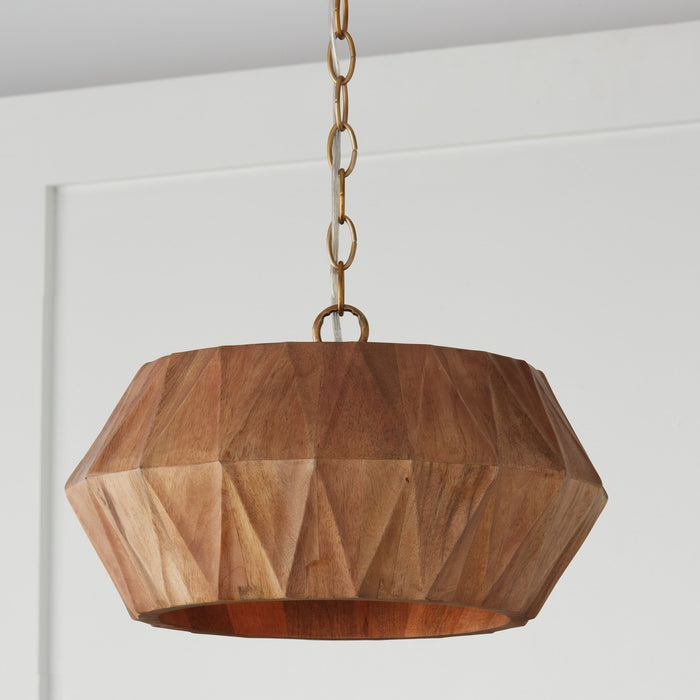 Capital Lighting 251011LW One Light Semi Flush Mount, Light Wood and Patinaed Brass