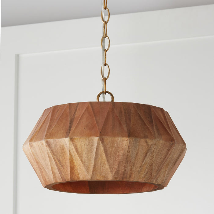 Capital Lighting 251011LW One Light Semi Flush Mount, Light Wood and Patinaed Brass