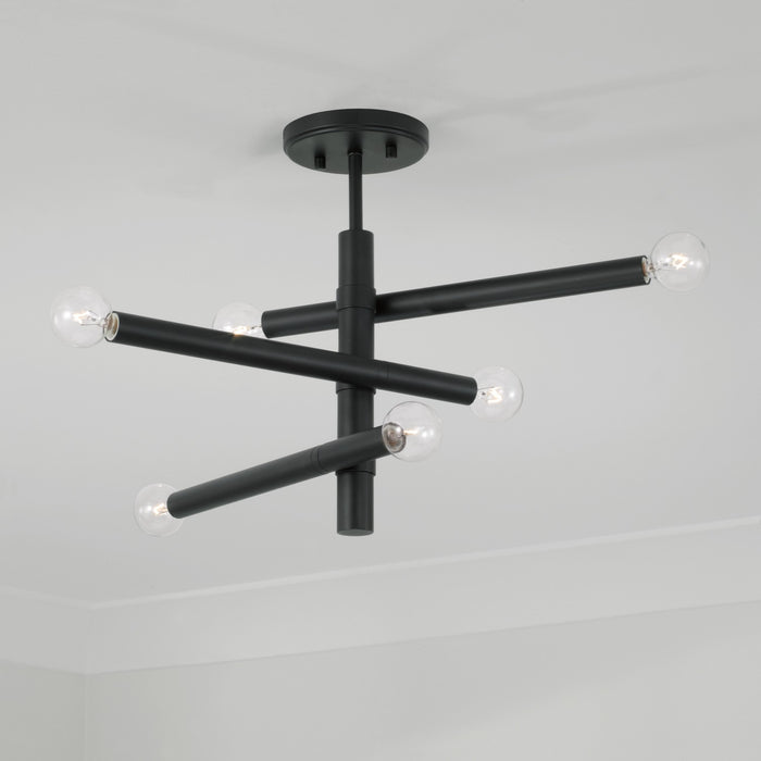 Capital Lighting 251261MB Six Light Semi Flush Mount, Matte Black