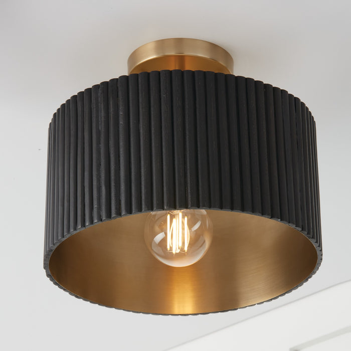 Capital Lighting 250711KR One Light Semi Flush Mount, Black Stain and Matte Brass