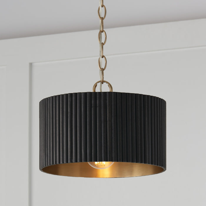 Capital Lighting 250711KR One Light Semi Flush Mount, Black Stain and Matte Brass