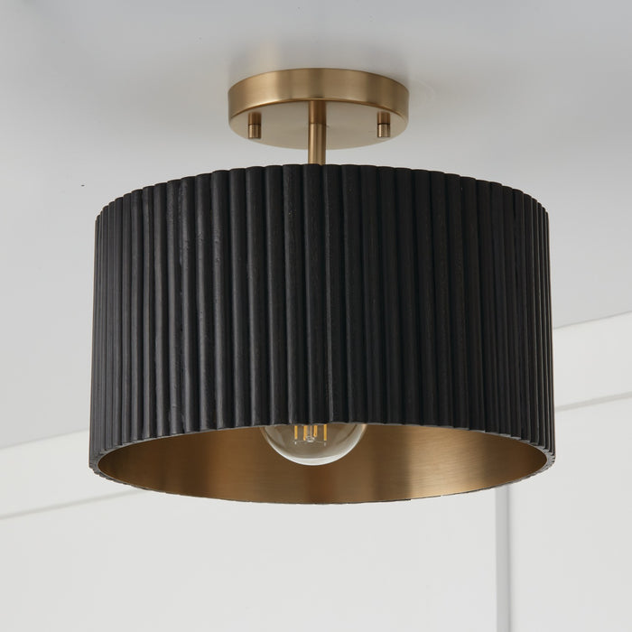 Capital Lighting 250711KR One Light Semi Flush Mount, Black Stain and Matte Brass