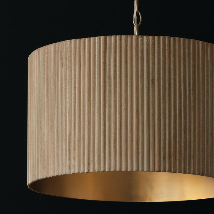 Capital Lighting 350741WS Three Light Pendant, White Wash and Matte Brass