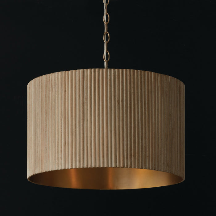Capital Lighting 350741WS Three Light Pendant, White Wash and Matte Brass