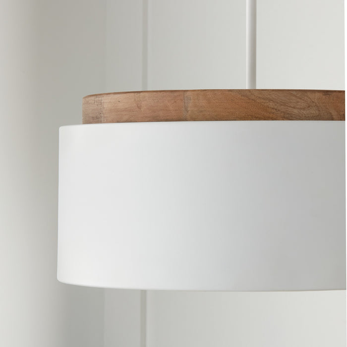 Capital Lighting 350912LT One Light Pendant, Light Wood and White