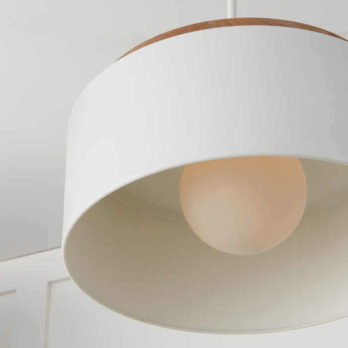 Capital Lighting 350912LT One Light Pendant, Light Wood and White