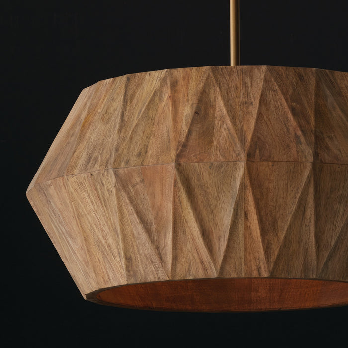 Capital Lighting 351041LW Four Light Pendant, Light Wood and Patinaed Brass