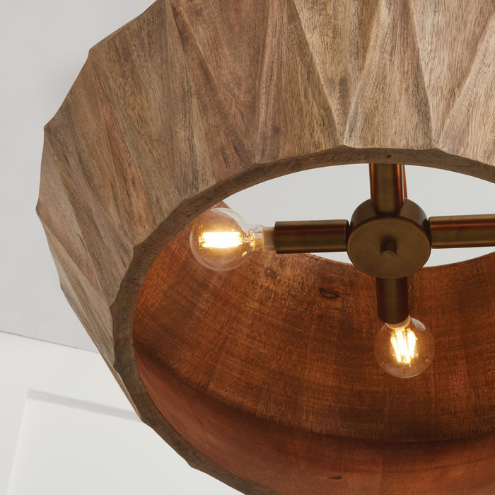 Capital Lighting 351041LW Four Light Pendant, Light Wood and Patinaed Brass