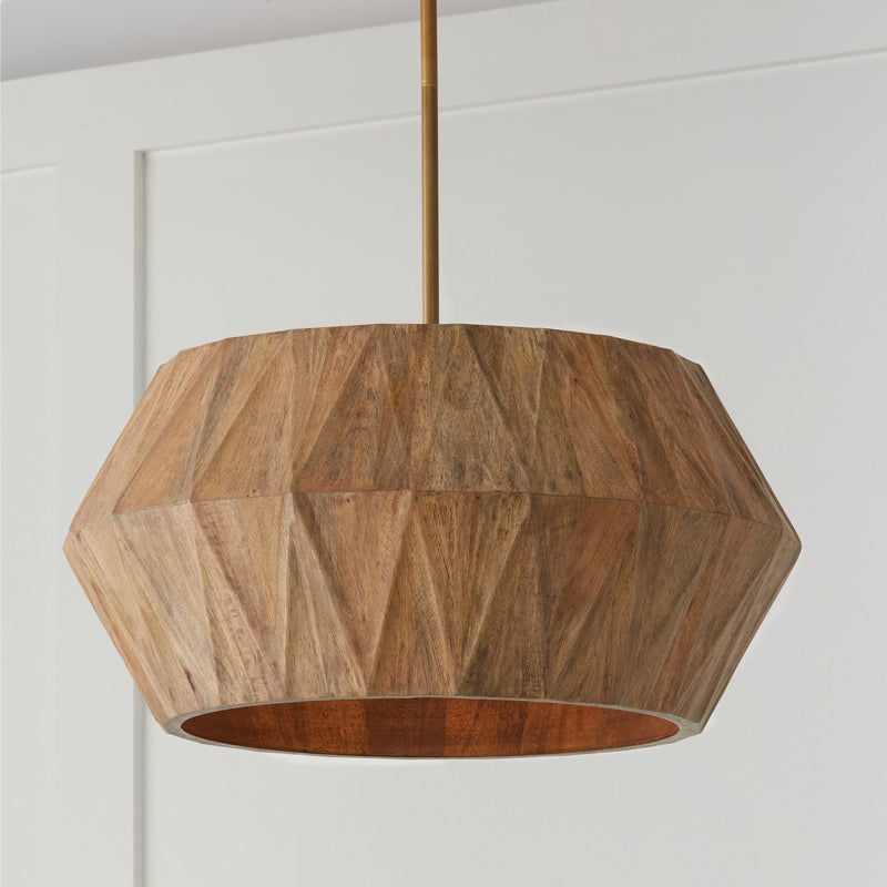 Capital Lighting 351041LW Four Light Pendant, Light Wood and Patinaed Brass