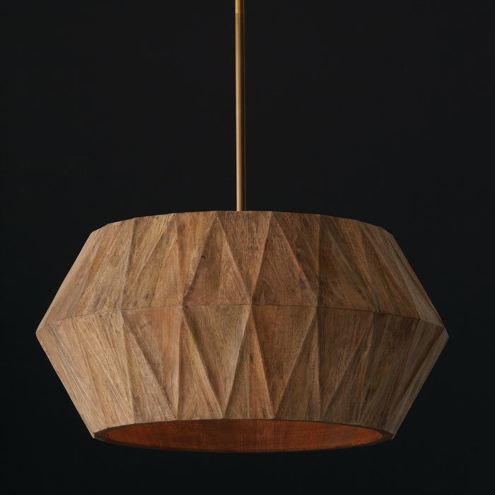 Capital Lighting 351041LW Four Light Pendant, Light Wood and Patinaed Brass