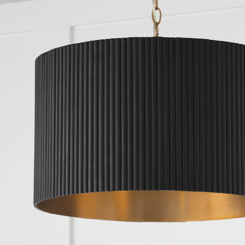 Capital Lighting 350741KR Three Light Pendant, Black Stain and Matte Brass