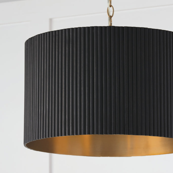 Capital Lighting 350741KR Three Light Pendant, Black Stain and Matte Brass