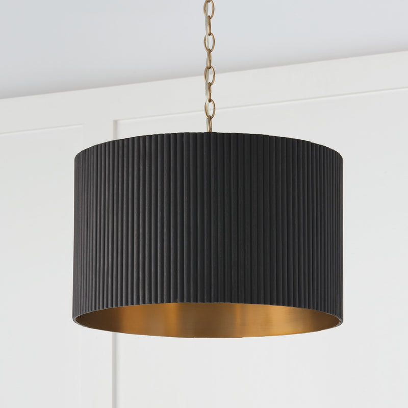 Capital Lighting 350741KR Three Light Pendant, Black Stain and Matte Brass