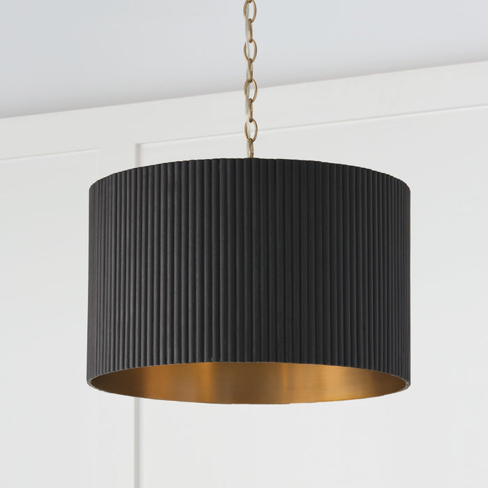 Capital Lighting 350741KR Three Light Pendant, Black Stain and Matte Brass