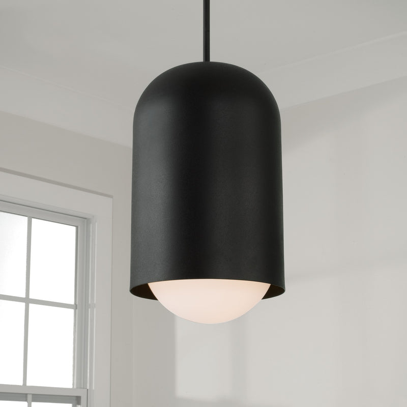 Capital Lighting 351612BI One Light Pendant, Black Iron