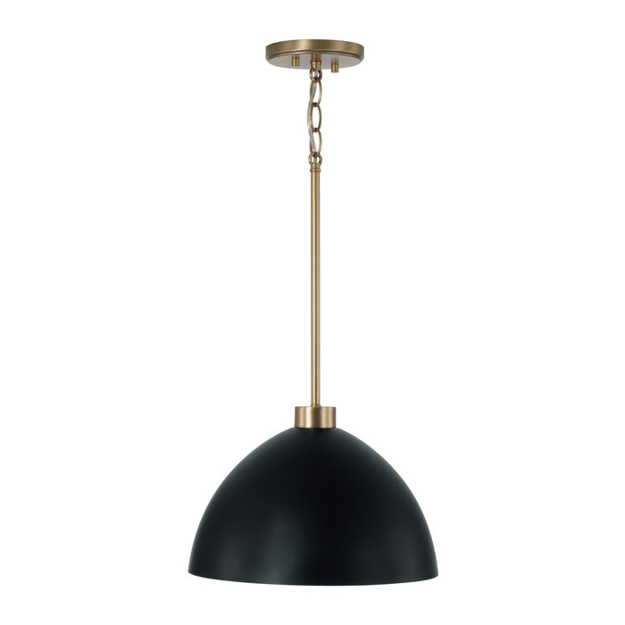 Capital Lighting 352011AB One Light Pendant, Aged Brass and Black
