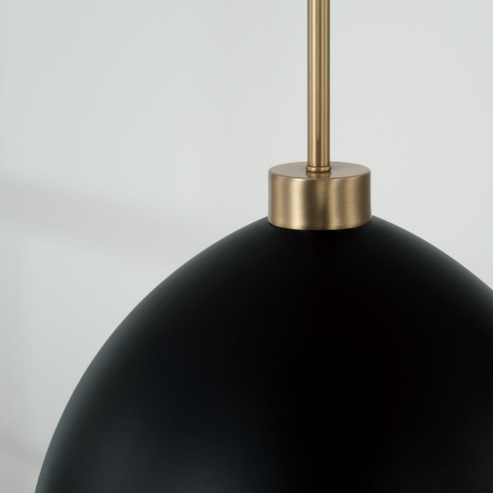 Capital Lighting 352011AB One Light Pendant, Aged Brass and Black