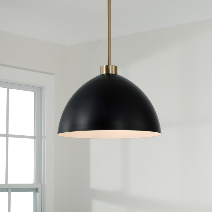 Capital Lighting 352011AB One Light Pendant, Aged Brass and Black