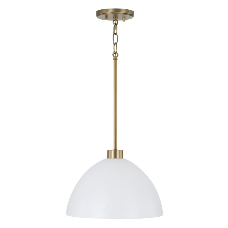 Capital Lighting 352011AW One Light Pendant, Aged Brass and White