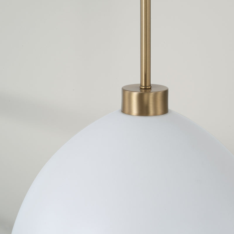 Capital Lighting 352011AW One Light Pendant, Aged Brass and White