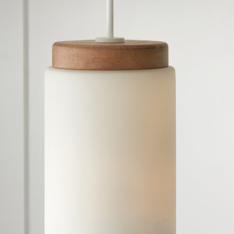 Capital Lighting 350911LT One Light Pendant, Light Wood and White