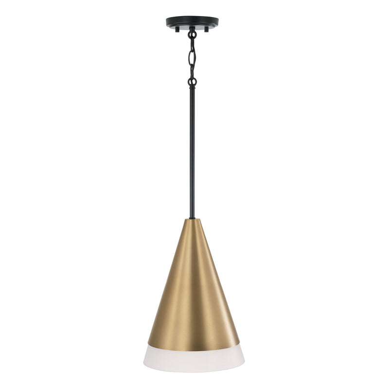 Capital Lighting 351911AB One Light Pendant, Aged Brass and Black