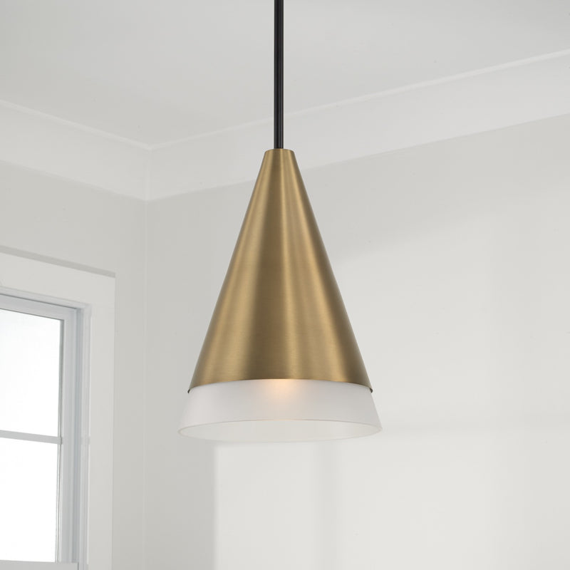 Capital Lighting 351911AB One Light Pendant, Aged Brass and Black