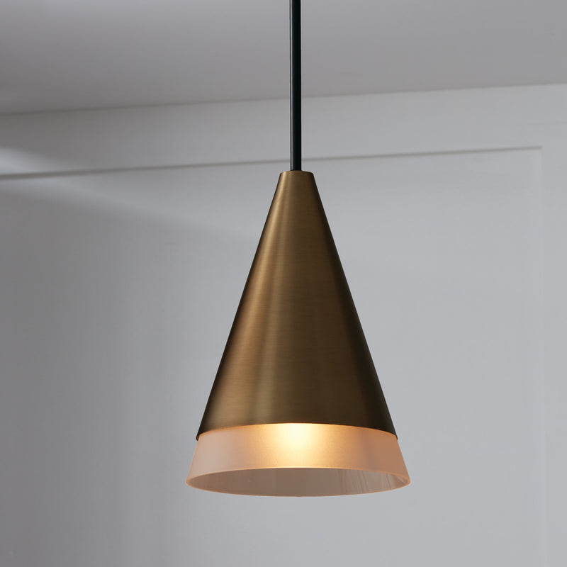Capital Lighting 351911AB One Light Pendant, Aged Brass and Black