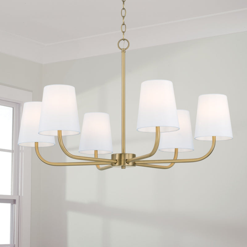 Capital Lighting 449462AD-706 Six Light Chandelier, Aged Brass