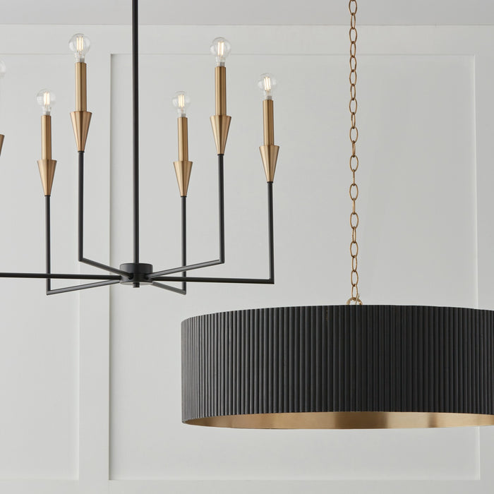 Capital Lighting 450741KR Four Light Chandelier, Black Stain and Matte Brass