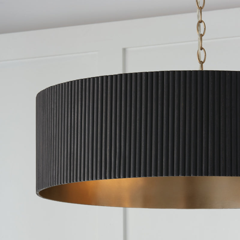 Capital Lighting 450741KR Four Light Chandelier, Black Stain and Matte Brass