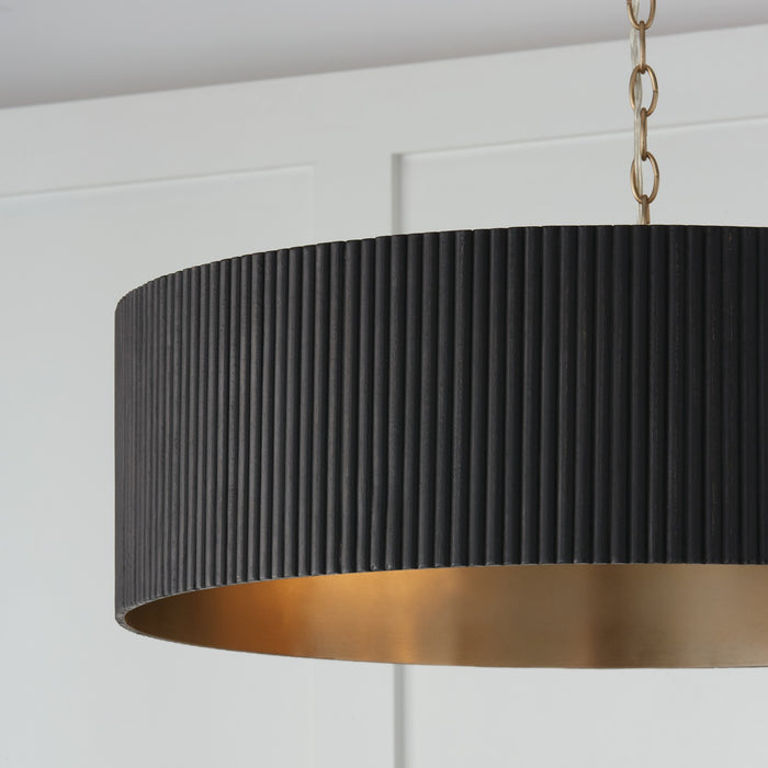 Capital Lighting 450741KR Four Light Chandelier, Black Stain and Matte Brass