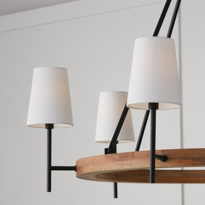 Capital Lighting 450861WK-709 Six Light Chandelier, Light Wood and Matte Black