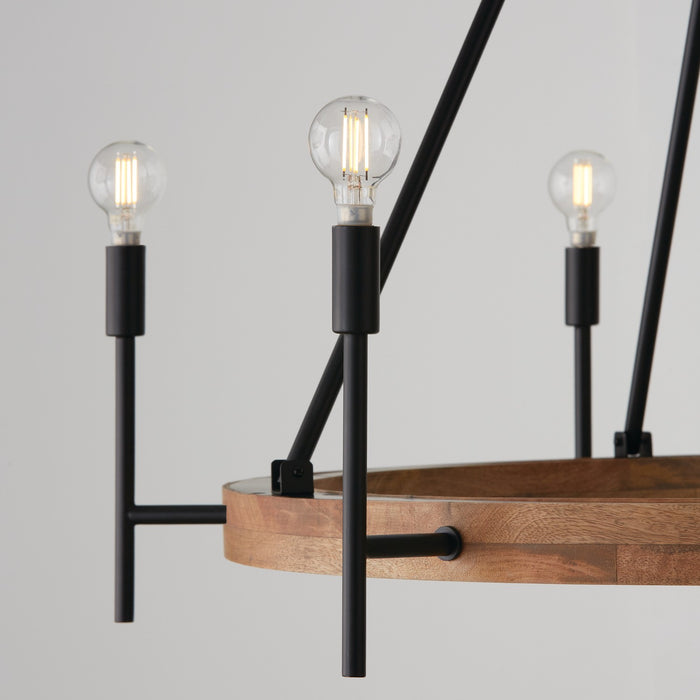 Capital Lighting 450861WK-709 Six Light Chandelier, Light Wood and Matte Black