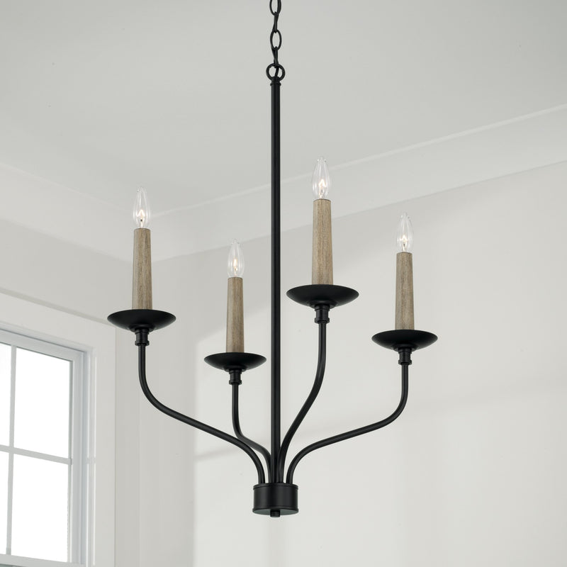 Capital Lighting 451541MB Four Light Chandelier, Matte Black