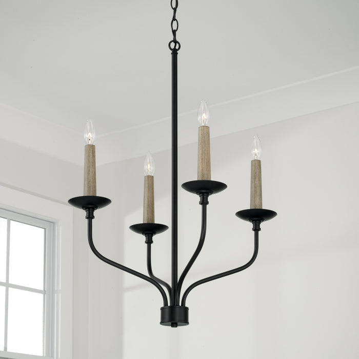 Capital Lighting 451541MB Four Light Chandelier, Matte Black