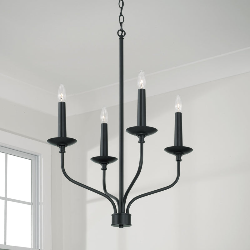 Capital Lighting 451541MB Four Light Chandelier, Matte Black