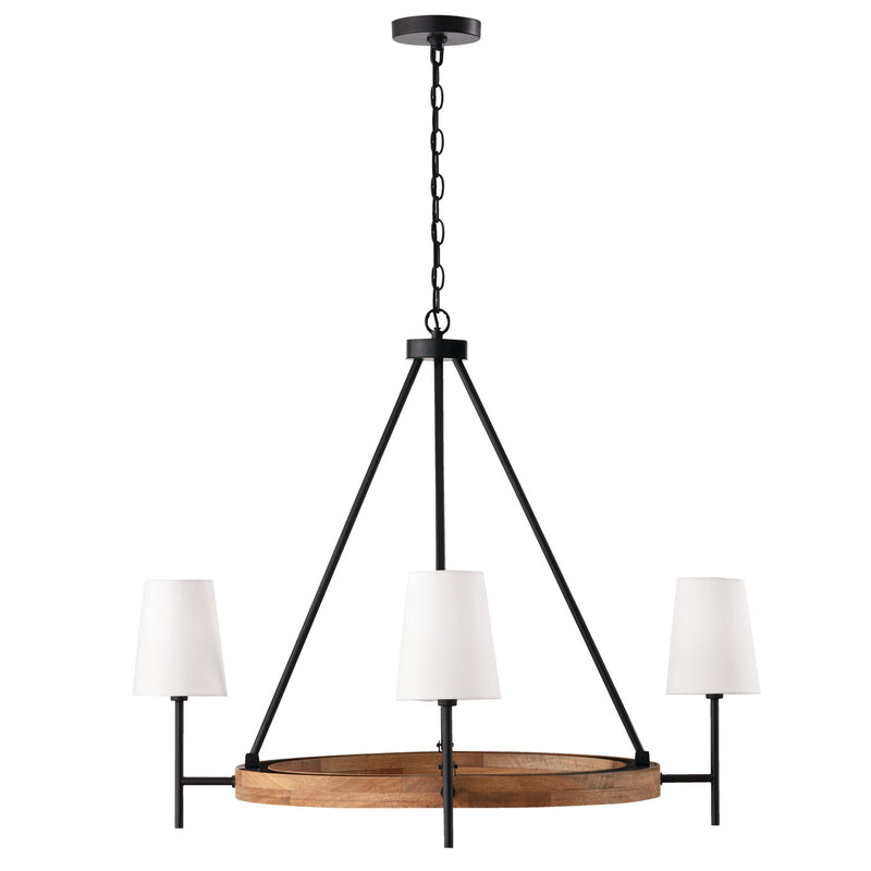Capital Lighting 450841WK-709 Four Light Chandelier, Light Wood and Matte Black