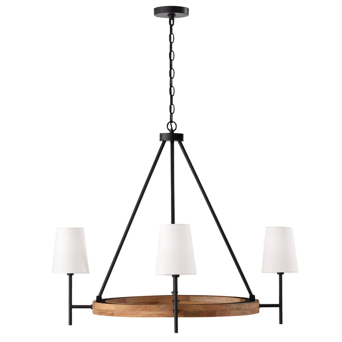 Capital Lighting 450841WK-709 Four Light Chandelier, Light Wood and Matte Black