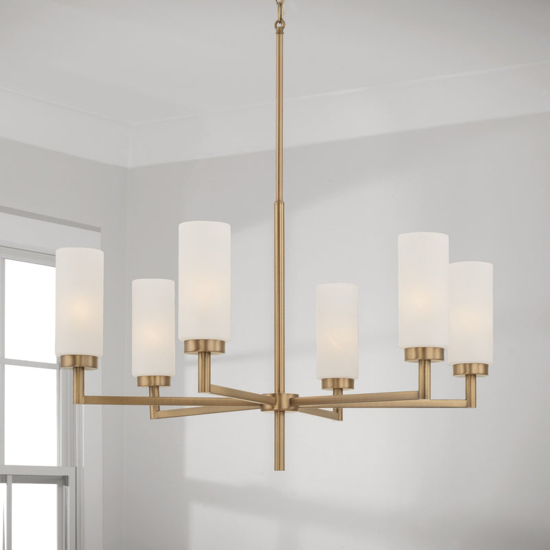 Capital Lighting 451761AD Six Light Chandelier, Aged Brass