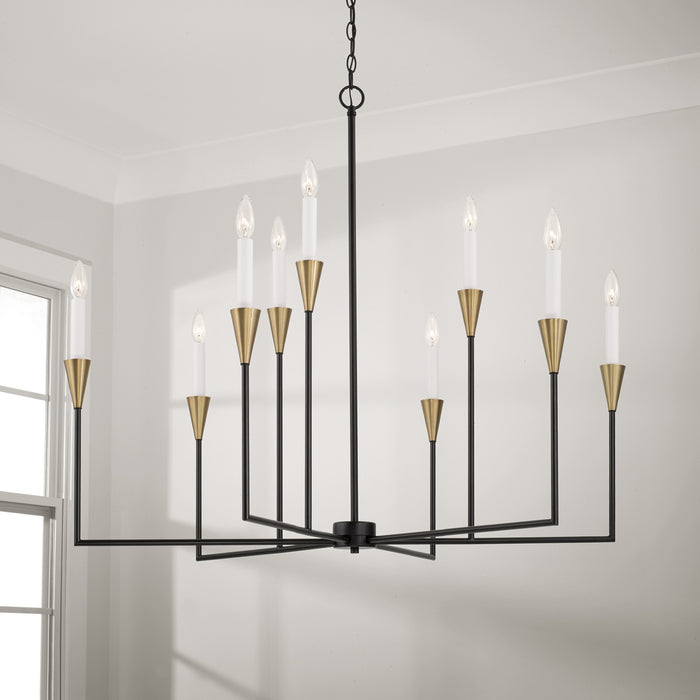 Capital Lighting 451991AB Nine Light Chandelier, Aged Brass and Black