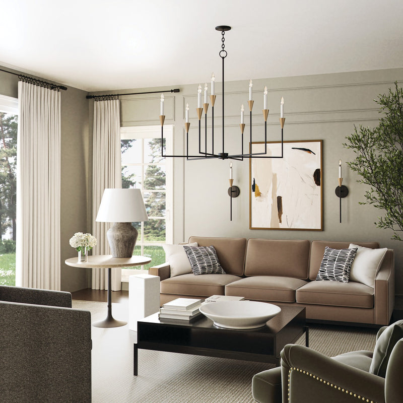 Capital Lighting 451991AB Nine Light Chandelier, Aged Brass and Black